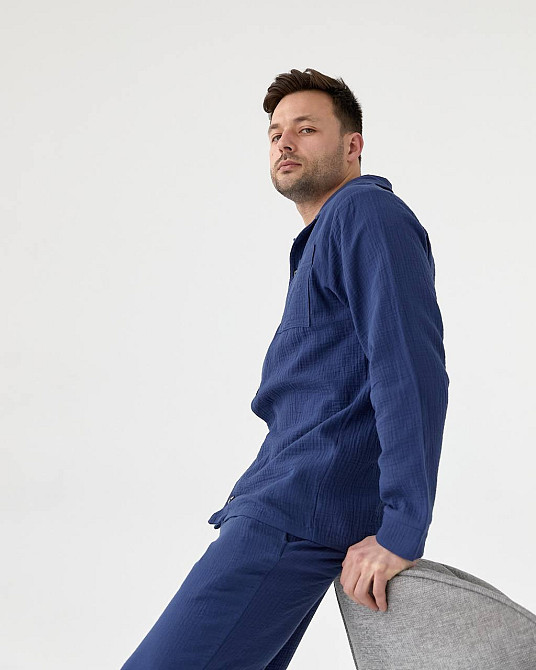 Чоловіча піжама муслінова Синій S Харків - фото 6