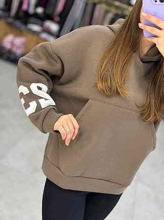 Женская стильная комфортная теплая худая турецкая трехнить на флисе Коричневый, 46/48 Одесса