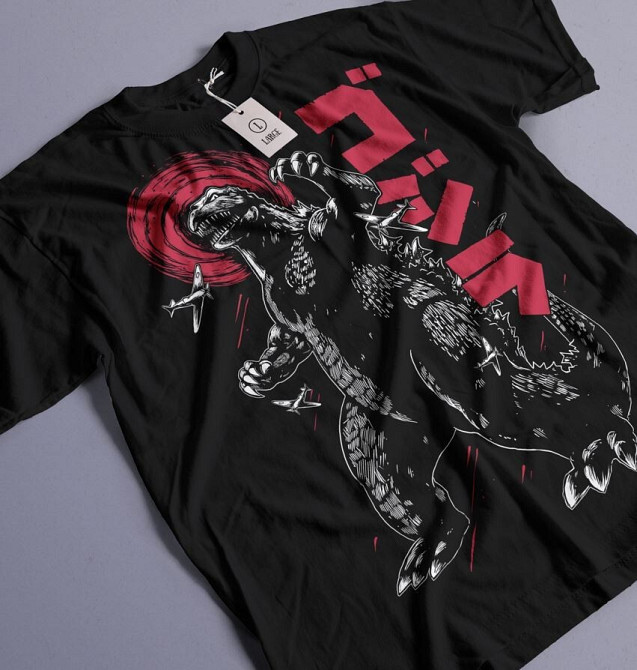 Футболка з аніме принтом Годзілла Вс Кінг Конг оверсайз (S/M/L) Чорний AnimeJ0883 Дніпро - фото 2