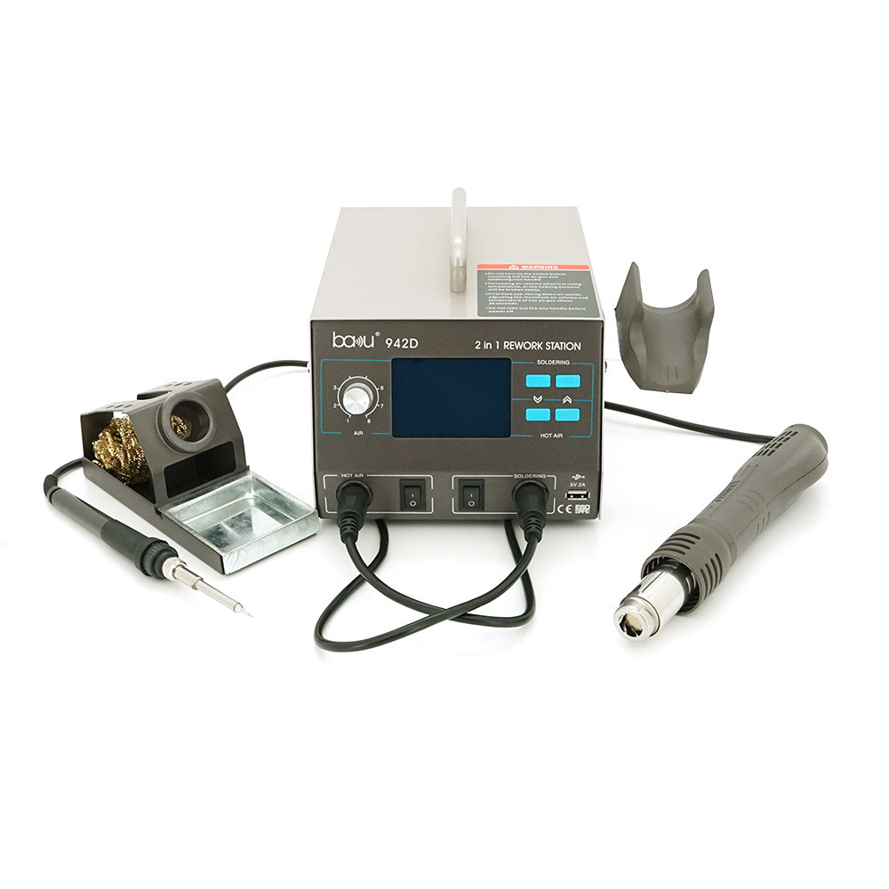 Паяльная станция BAKU BA-942D с цифровой индикацией на фен и на паяльник, DC:110-240V, 4A,700W, 5 кг Киев - изображение 1