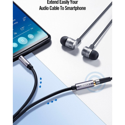 Кабель мультимедийный 3.5mm M to 3.5mm F 1.0m AV118 gray Ugreen (10592) Винница - изображение 11