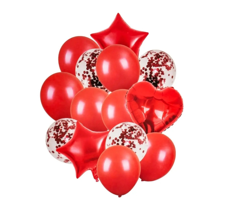 Шарики фольгированные красный цвет микс 14шт Киев - изображение 1