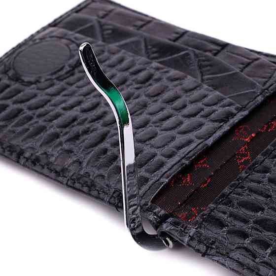 Практичний чоловічий гаманець-затиск із натуральної шкіри KARYA 22851 Сірий Київ