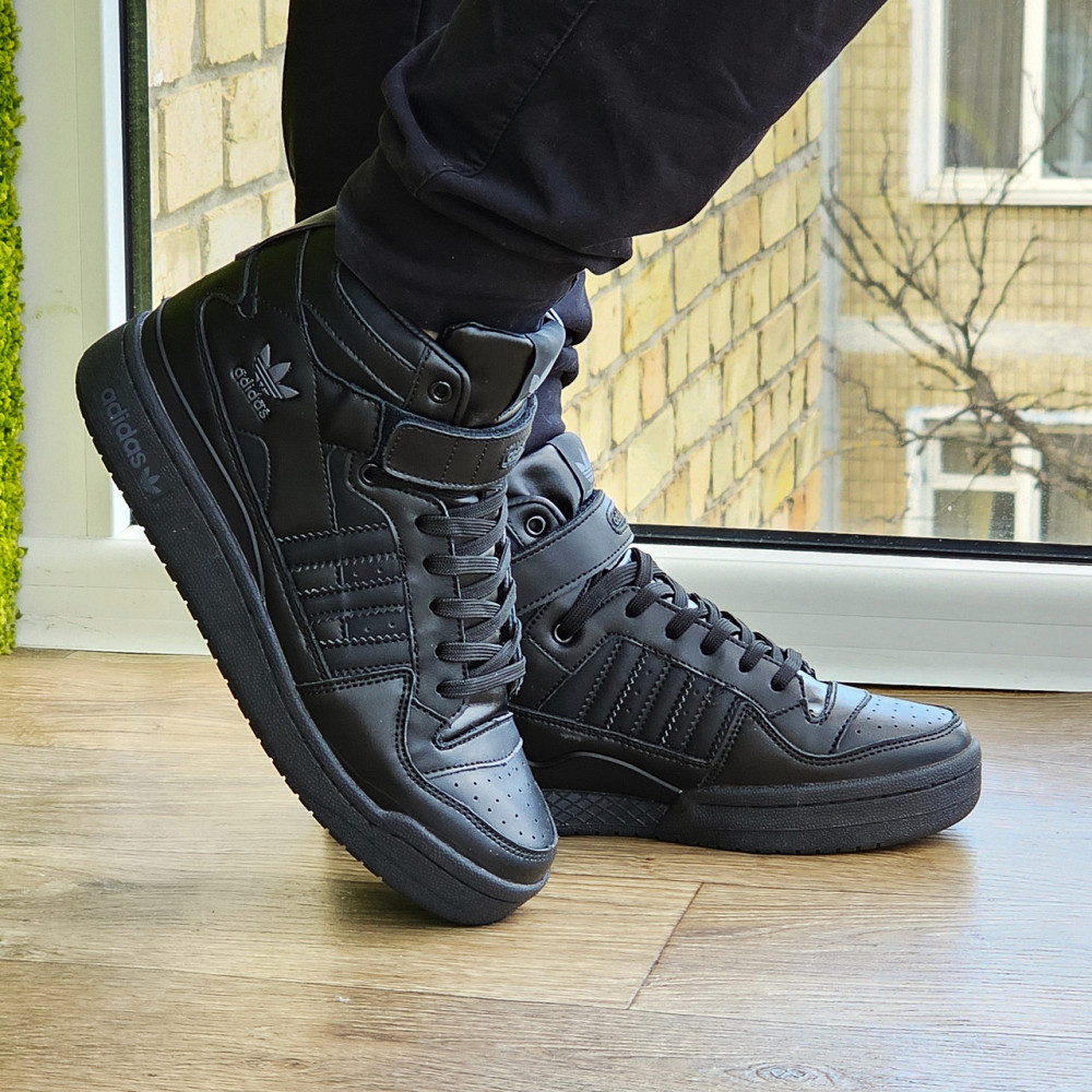 Високі Чорні Кросівки Adidas Forum Шкіряні Чоловічі Черевики Адідас Форум (розміри: 41,42,43,44,45,46) Дніпро - фото 6