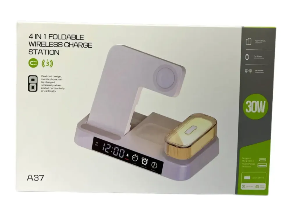 Настольная Стенд 4В1 Зарядка с электронными часами для 3 гаджетов І Apple, Samsung, Galaxy Watch Одеса - фото 10