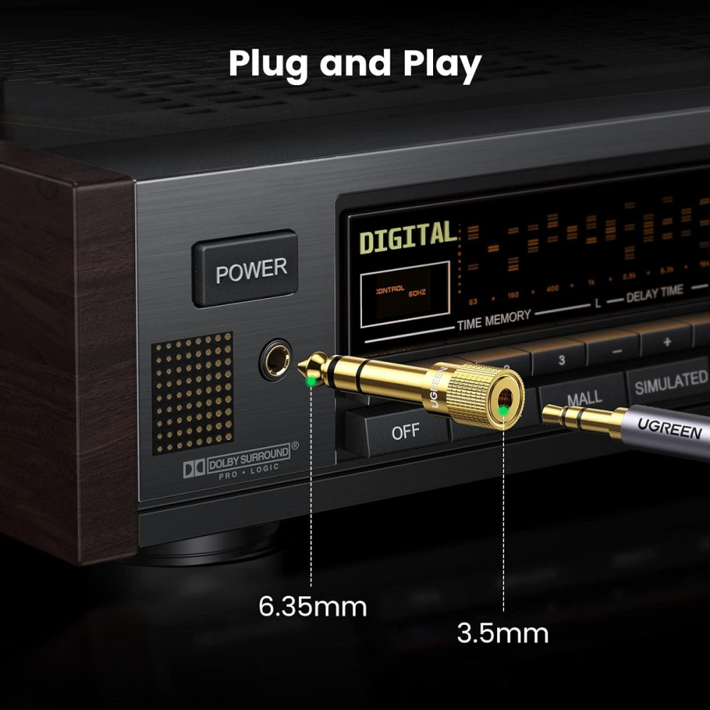Перехідник 6.3 на 3.5 мм (1/4"-1/8") UGreen 20503 (Золотистий) Николаев - изображение 5