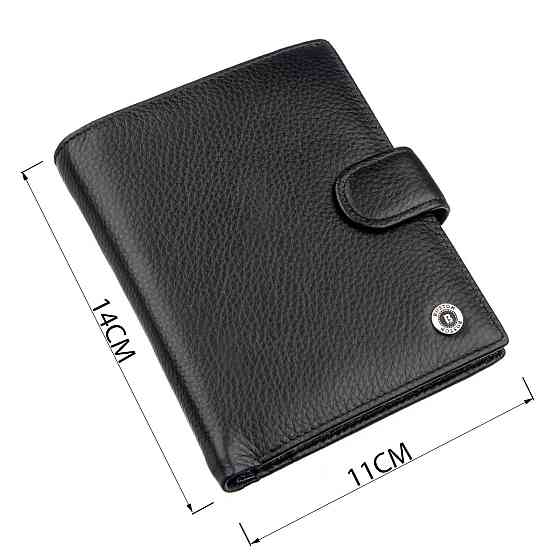 Кожаное мужское портмоне на кнопке Boston 18822 Черный Киев