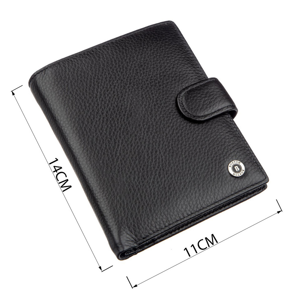 Кожаное мужское портмоне на кнопке Boston 18822 Черный Киев - изображение 3