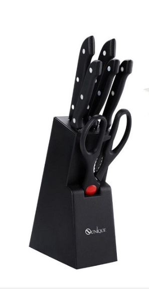 Набор кухонных ножей UNIQUE UN-1836 с ножницами и настольной подставкой: 5 ножей из нержавеющей стали Одесса - изображение 3