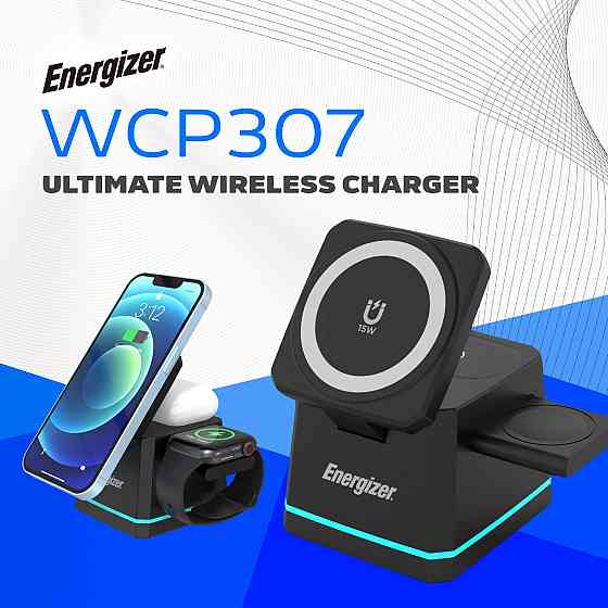 Зарядний пристрій 15W 3-in-1 Magnetic Wireless Fast Charger black Energizer Винница