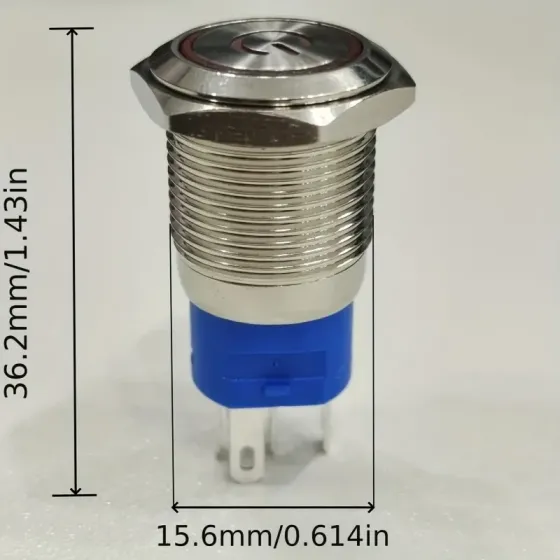 Синя кнопка 16мм з підсвіткою для металевих вимикачів Київ