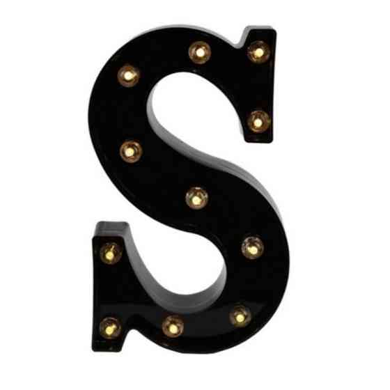Літера з підсвіткою S об'ємна маленька 22 на 13 см чорний Київ