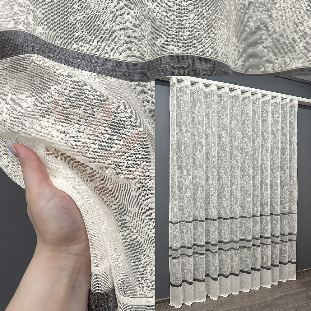 Тюль VR-Textil 1555т Cale Жакард мармур Молочний з сірим 300х270 см (42-0472) Київ - фото 1