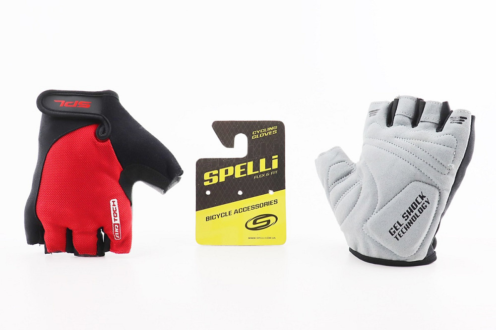 Перчатки без пальців L з гелевими вставками під долоню, чорно-червоні SBG-1457 Київ - фото 1