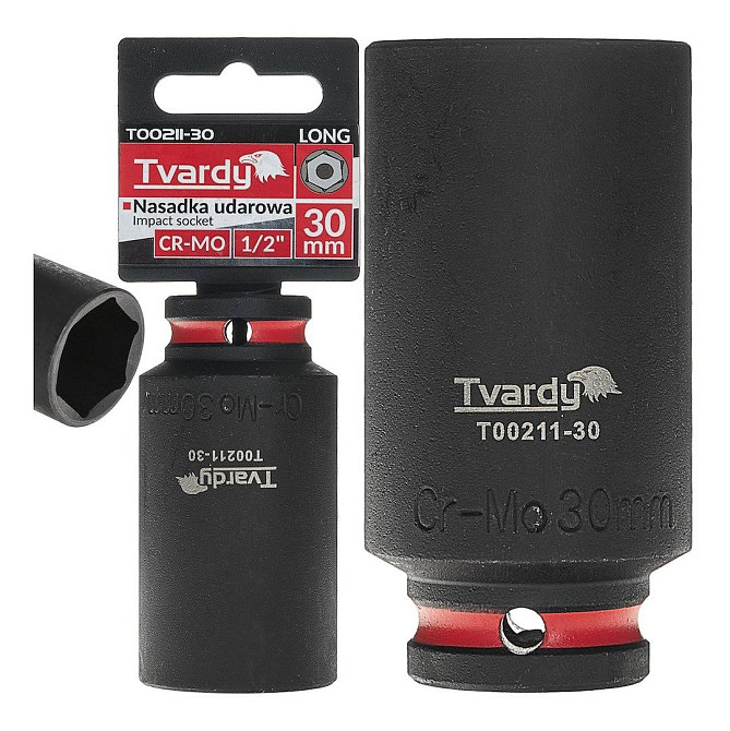 Головка ударна "Tvardy" з хром-молібденової сталі (Cr-Mo)  1/2"  6-гранна довга 30 мм Киев - изображение 2