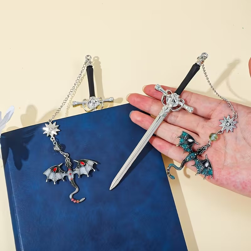 Закладка для книжки меч з драконом – металева, 1 шт, колір рандомний Київ - фото 8