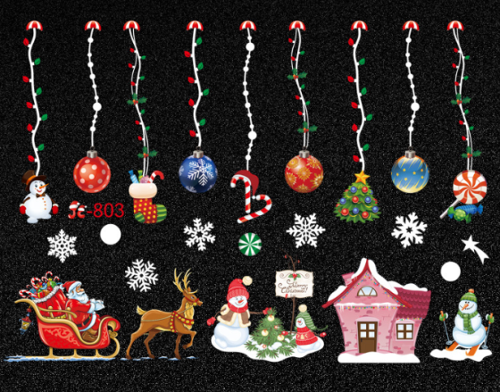 Новогодняя наклейка силикон 50 на 70 см разноцветный Киев