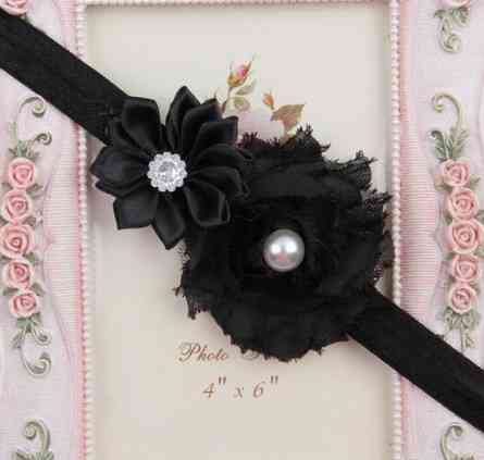 Пов'язка на голову дитяча чорна - розмір декору 9см, розмір універсальний (на резинці) Київ