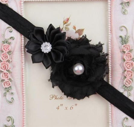 Пов'язка на голову дитяча чорна - розмір декору 9см, розмір універсальний (на резинці) Київ - фото 1