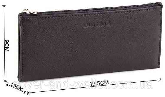 Довгий тонкий гаманець купюрник чорного кольору на блискавці Marco Coverna 8805 Київ