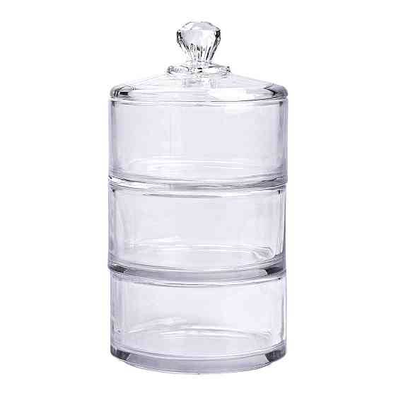 Yiwu Цукерниця триярусна скляна Ø 10 см з кришкою HP-YH-22 Київ