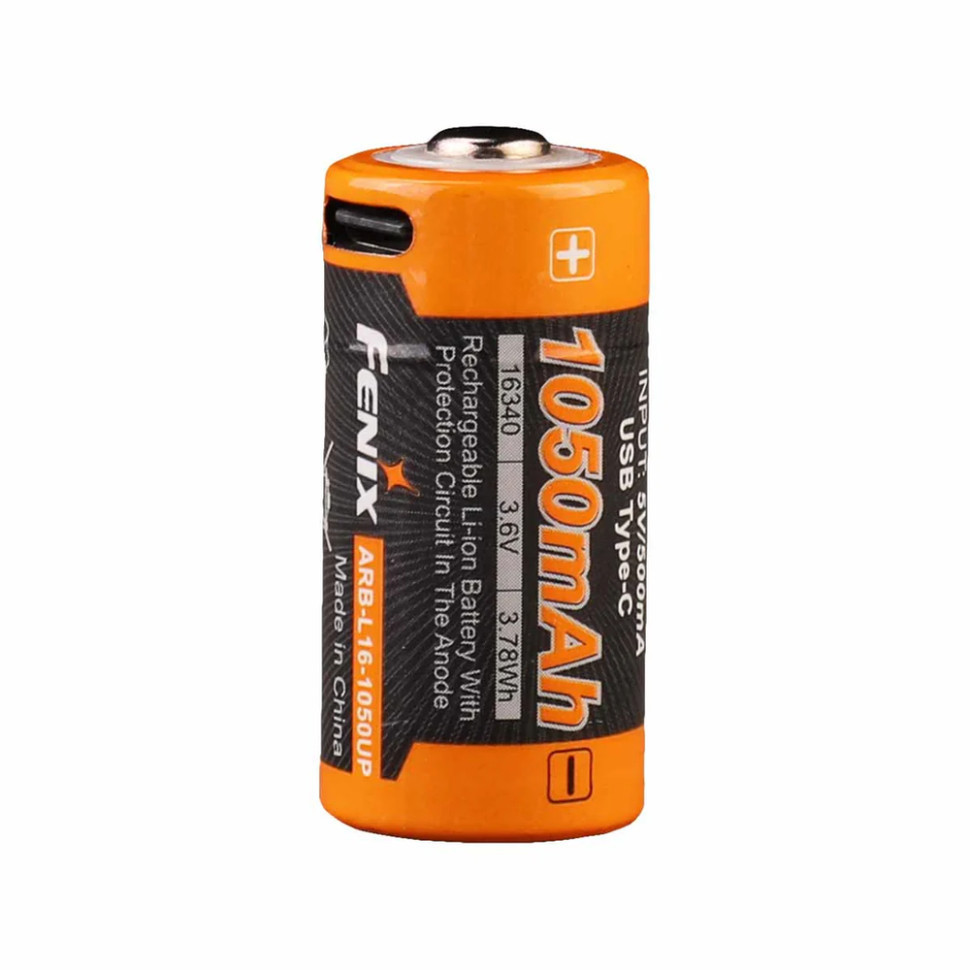 Акумулятор 16340 Fenix ARB-L16 1050 mAh 3.6В Li-ion Type-C (Чорно-жовтогарячий) Вінниця - фото 1