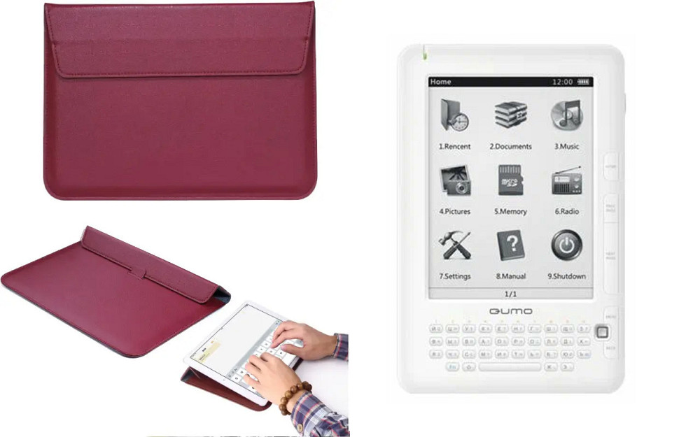 Чехол-конверт VitoCase для Qumo Libro II HD, с функцией подставки для книги Бордовый Киев - изображение 1
