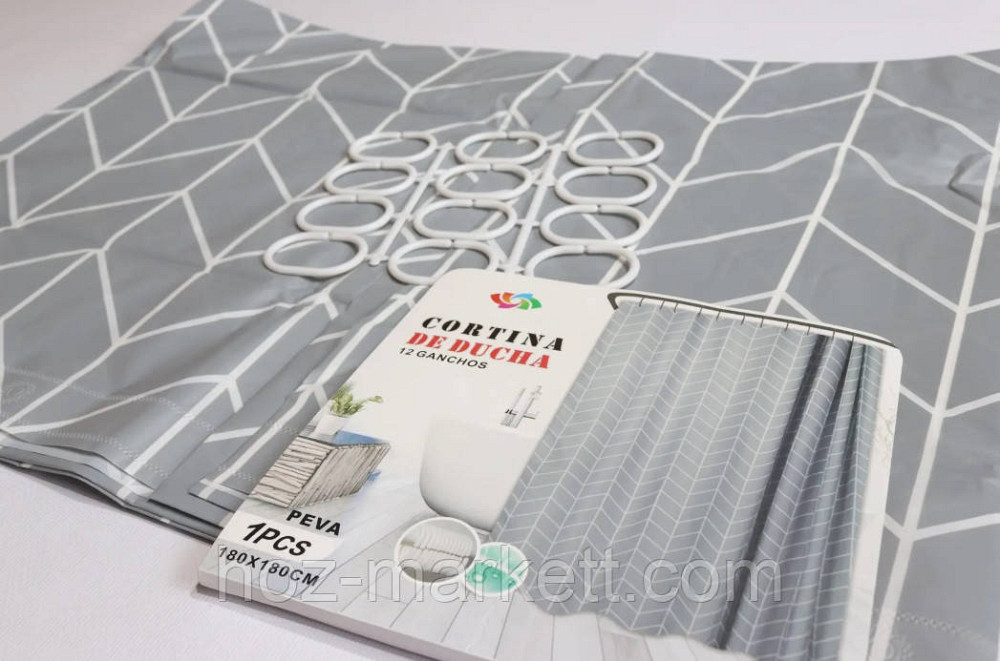 Штора в ванную силиконовая Эфиопия Серая шторка для ванной 180 х 180 см Харьков - изображение 2