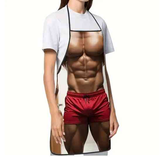 Фартух з приколом чоловічий кухонний м’язистий торс для гриля барбекю та подарунка Київ