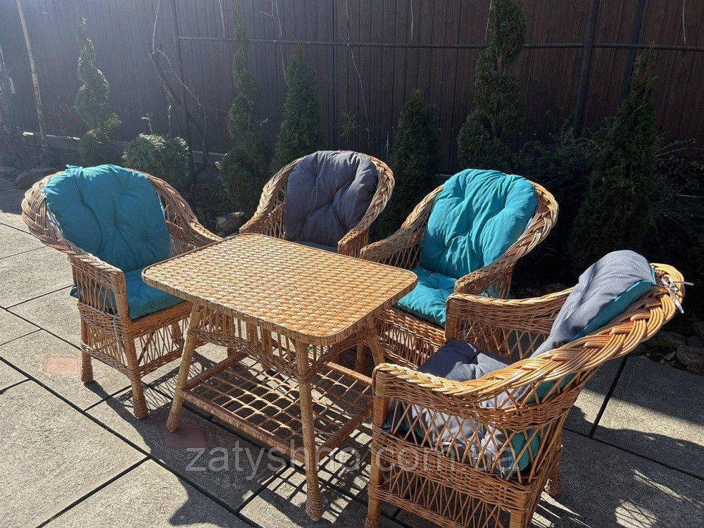 Мебель плетеная с голубыми накидами Киев - изображение 1