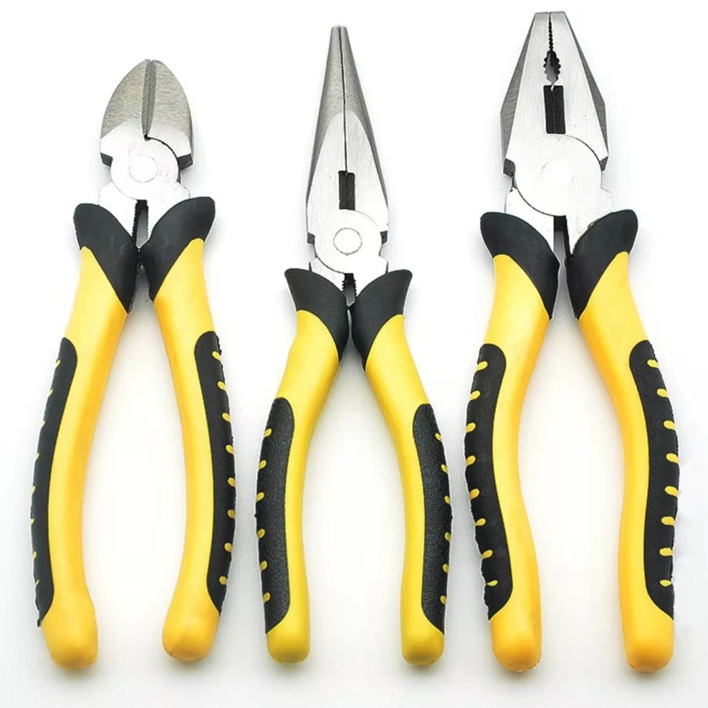 Набор ручных инструментов 3 шт: для обрезки и обжима: бокорезы,длинногубцы,комбинированные плоскогубцы,цвет черно-жёлтый Каменец-Подольский - изображение 8