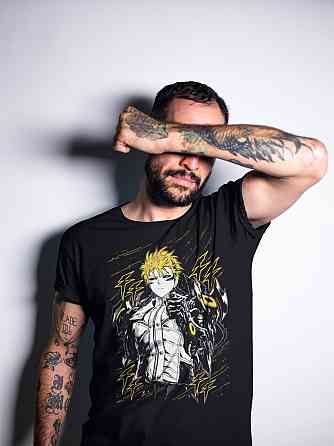 Футболка з аніме принтом Генос Аніме Манга Віллаін оверсайз (S/M/L) Чорний AnimeJ0438 Дніпро