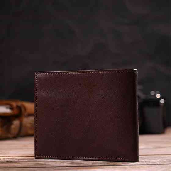 Оригинальное мужское портмоне из натуральной гладкой кожи CANPELLINI 21782 Темно коричневое Киев