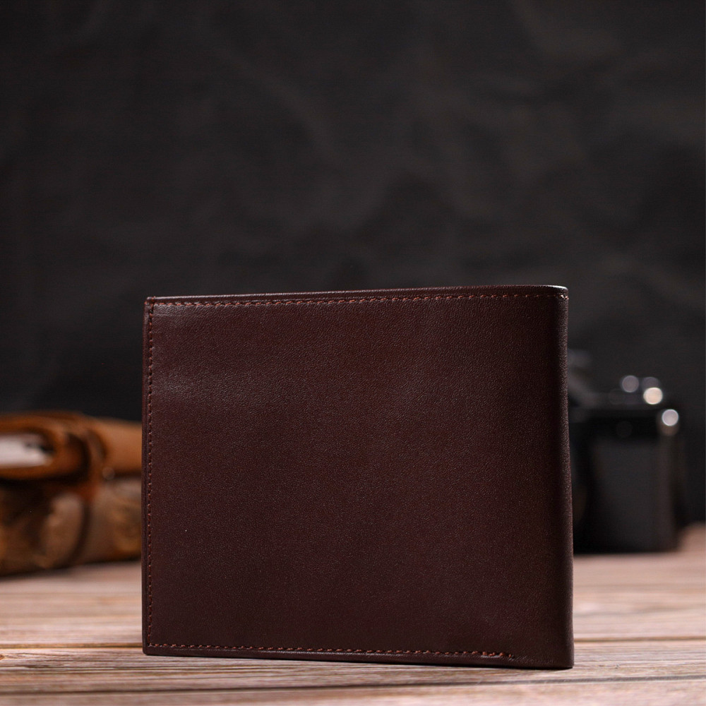 Оригинальное мужское портмоне из натуральной гладкой кожи CANPELLINI 21782 Темно коричневое Киев - изображение 2