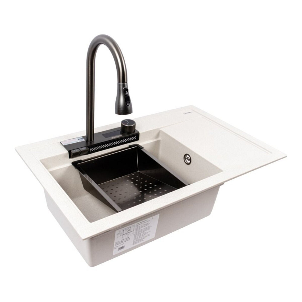 VALESO Гранітна мийка VALESO ATRUM 7950 матова Біла в крапку Київ - фото 3