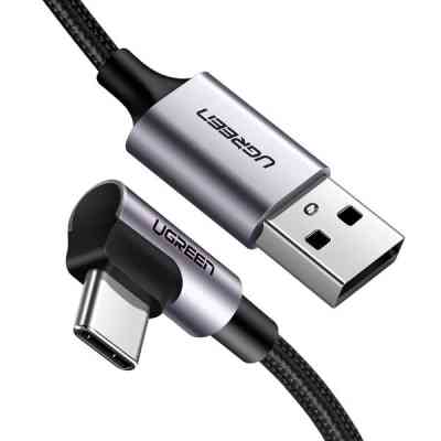 Дата кабель USB 2.0 AM to USB-C 3.0m 3A US284 90° corner black Ugreen (70255) Вінниця
