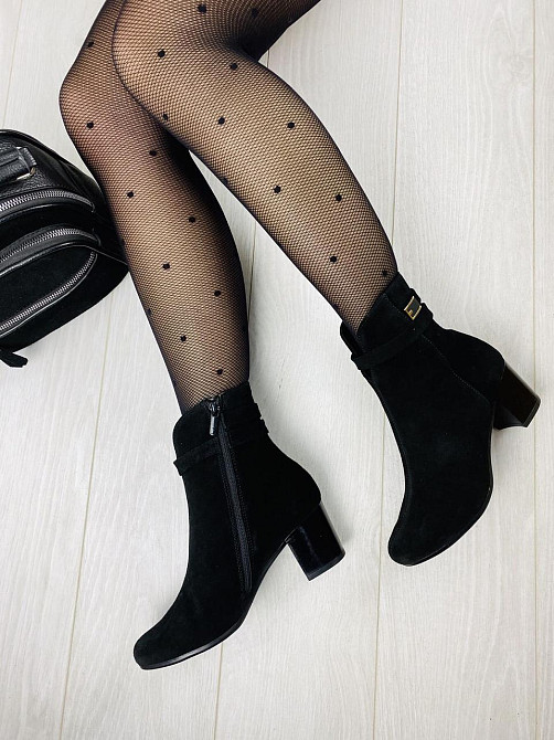 Черевики жіночі ARLETT чорні замша натуральна висота каблука 6см розмір 36р. 37р. (1216) Коломия - фото 2