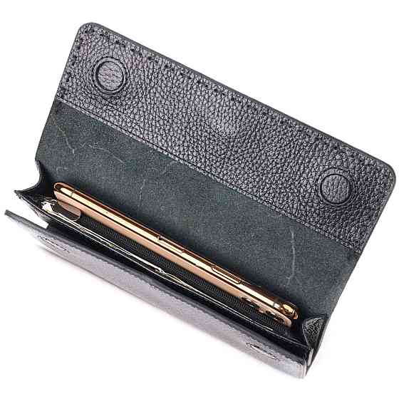 Функціональний жіночий гаманець з натуральної шкіри Чорний (CANPELLINI) Київ