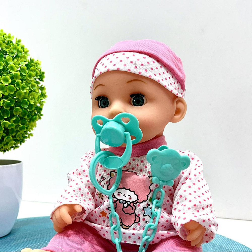Пупс функціональний висота 28см п'є з пляшечки музика 5 пісень аксесуари Рожевий (M 5932 I UA) Чернігів - фото 8