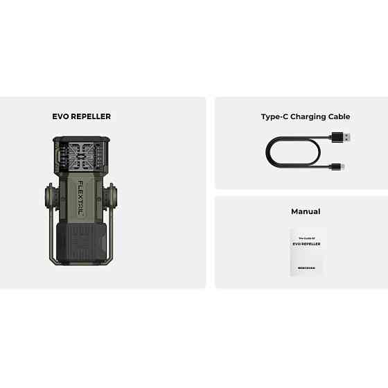 Кемпинговый фумигатор-фонарь Flextail Evo Repel с функцией Power Bank Type-C (Зеленый) Винница