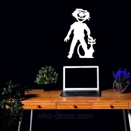 Декоративне настінне Панно «Сілует дітей. Гелловін», Декор на стіну 90*57 см, Білий Київ