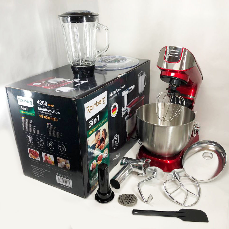 Міксери з чашею з нержавіючої сталі Rainberg RB-8080, Комбайн для тіста тістомісильник, Комбайн 3в1 JA-48 Львів - фото 5