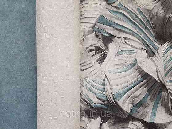 Шпалери вінілові на флізеліні гарячого тиснення DU&KA 1.06х10 вензель основа під штукатурку сірі коричневі Київ