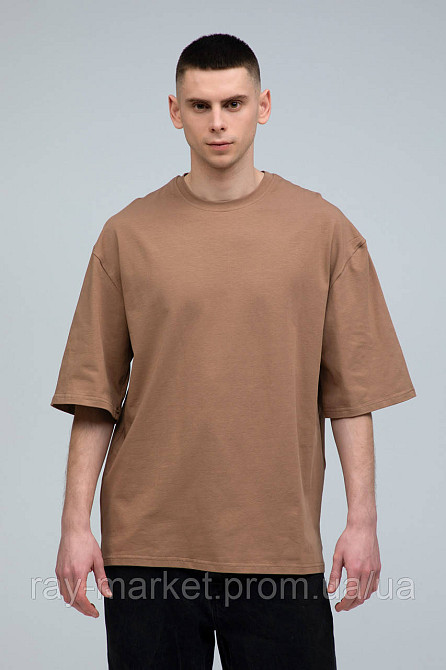 Футболка оверсайз RAY OVERSIZE мужская коричневая (U0104M-Brown) L-XL Киев - изображение 1