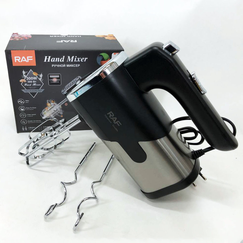 Міксер ручний для кухні 300 Вт на 5 швидкостей RAF R-6630 ркжим турбо, 4 насадки для збивання та замісу, PT Одеса - фото 6