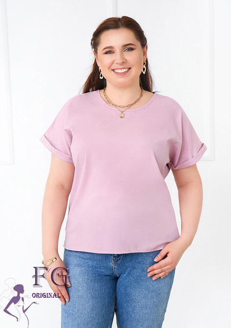 Літня блузка футболка вільного крою "Moment" оптом | Норма і батал Фрезовий, 50-52 Київ - фото 1