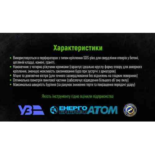 Бур по бетону SDS-plus S4 QUADRO 18x310мм Alloid Одеса