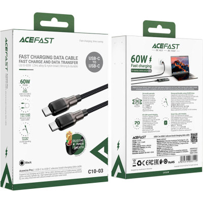 Дата кабель USB-C to USB-C 1.2m 3A silicone braid C10-03 Acefast (6974316283119) Вінниця - фото 5