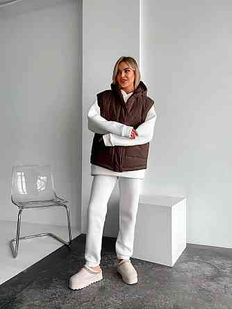 Жіночий теплий жилет з капюшоном  плащівка еммі на синтепоні Шоколад, 46/48 Одеса