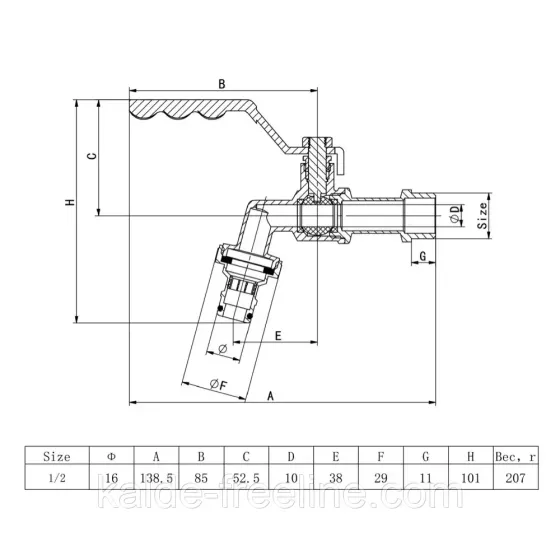Кран кульовий поливальний 1/2" ITAL Харків